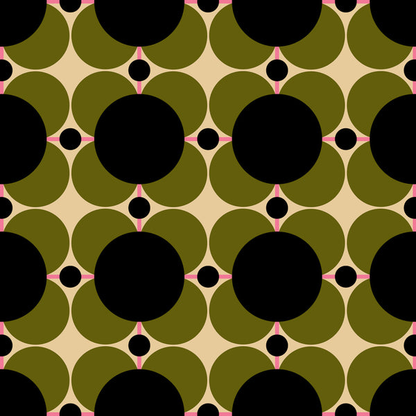 Atomic Flower Khaki Wallpaper - 70cm x 10m