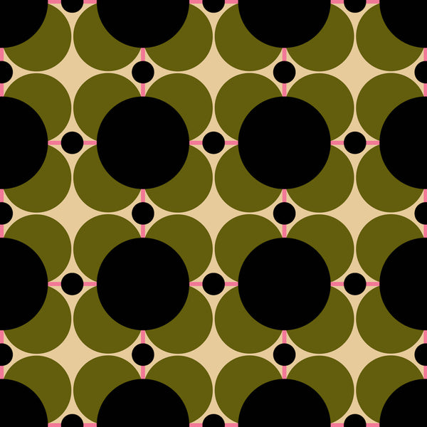 Atomic Flower Khaki Wallpaper - Sample
