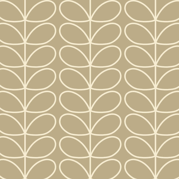 Linear Stem Stone Wallpaper in Beige Artwork by Orla Kiely