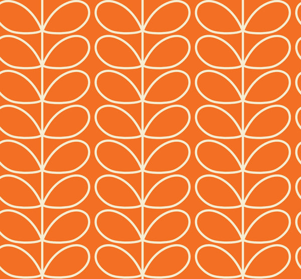 Linear Stem Tomato Wallpaper in Orange Artwork by Orla Kiely